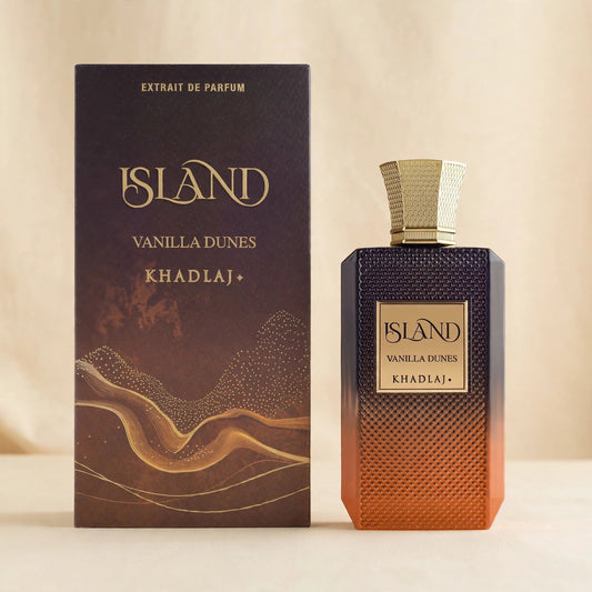Khadlaj Island Vanilla Dunes Extrait de Parfum 100ml / 3.4oz for Unisex - cream studio shot