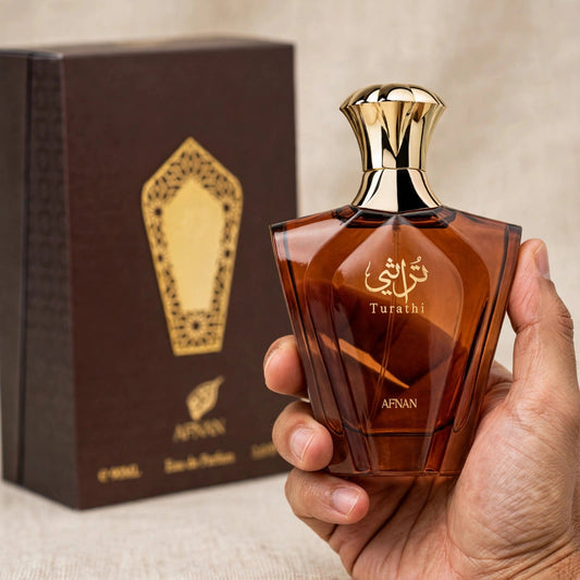 Afnan Turathi Brown Eau de Parfum 90ml / 3.0oz — Held in hand
