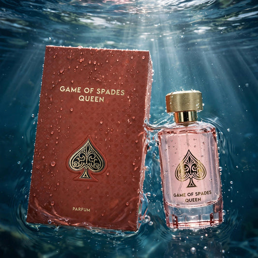 Jo Milano Game of Spades Queen Parfum 100ml bottle underwater