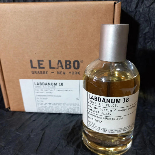 Le Labo Labdanum 18 Eau de Parfum 100ml bottle and box — studio shot