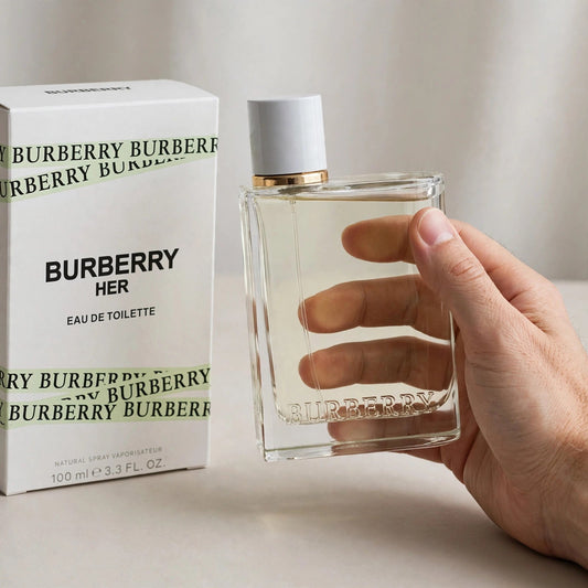 Burberry Her Eau de Toilette 100ml for Women — hand holding bottle