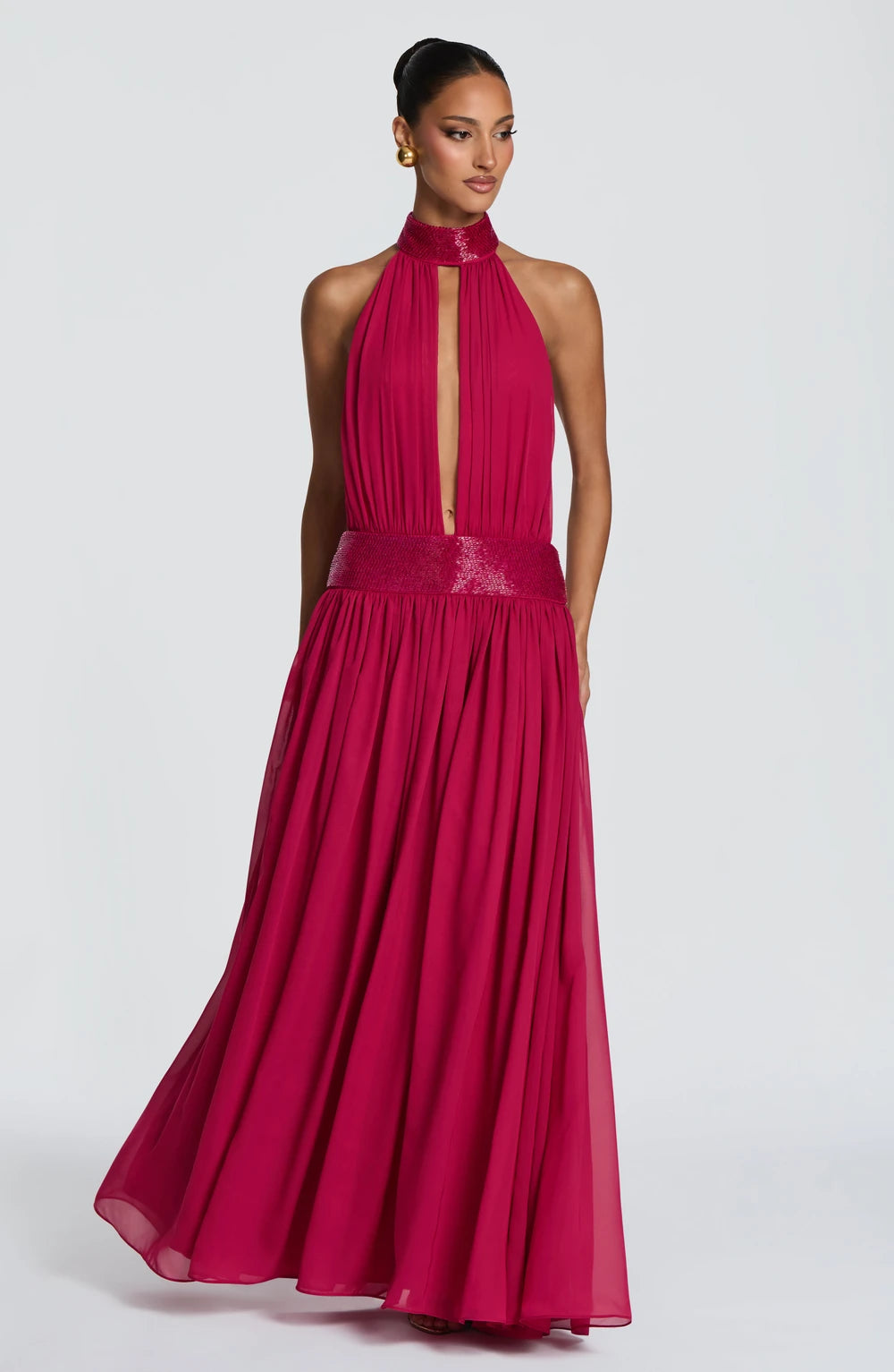 Embellished Halter Maxi Dress