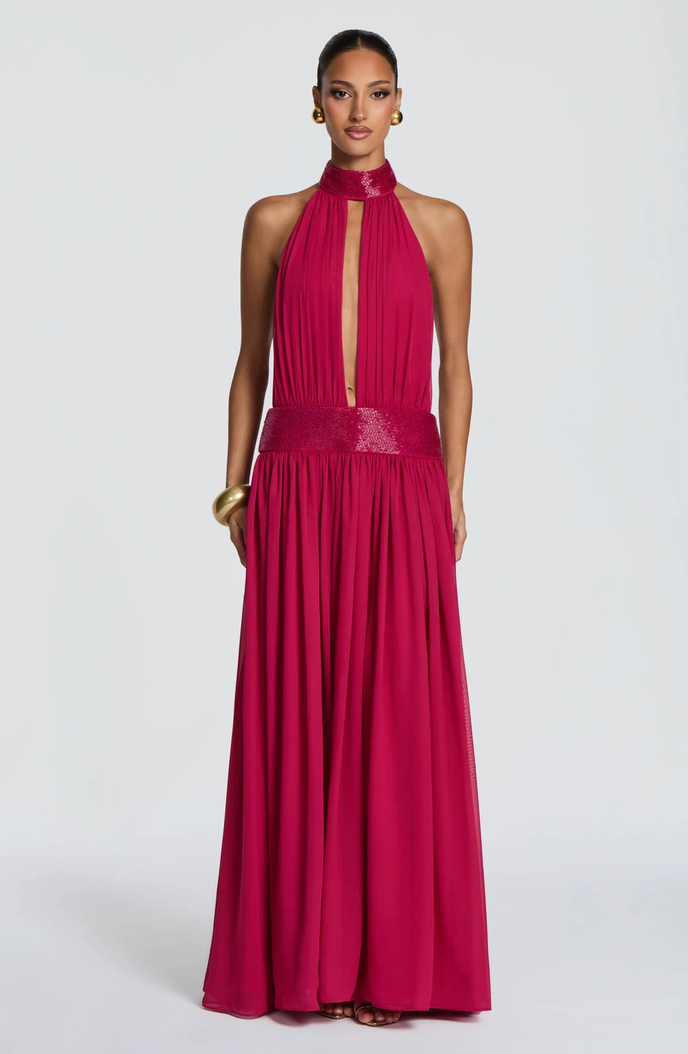 Embellished Halter Maxi Dress