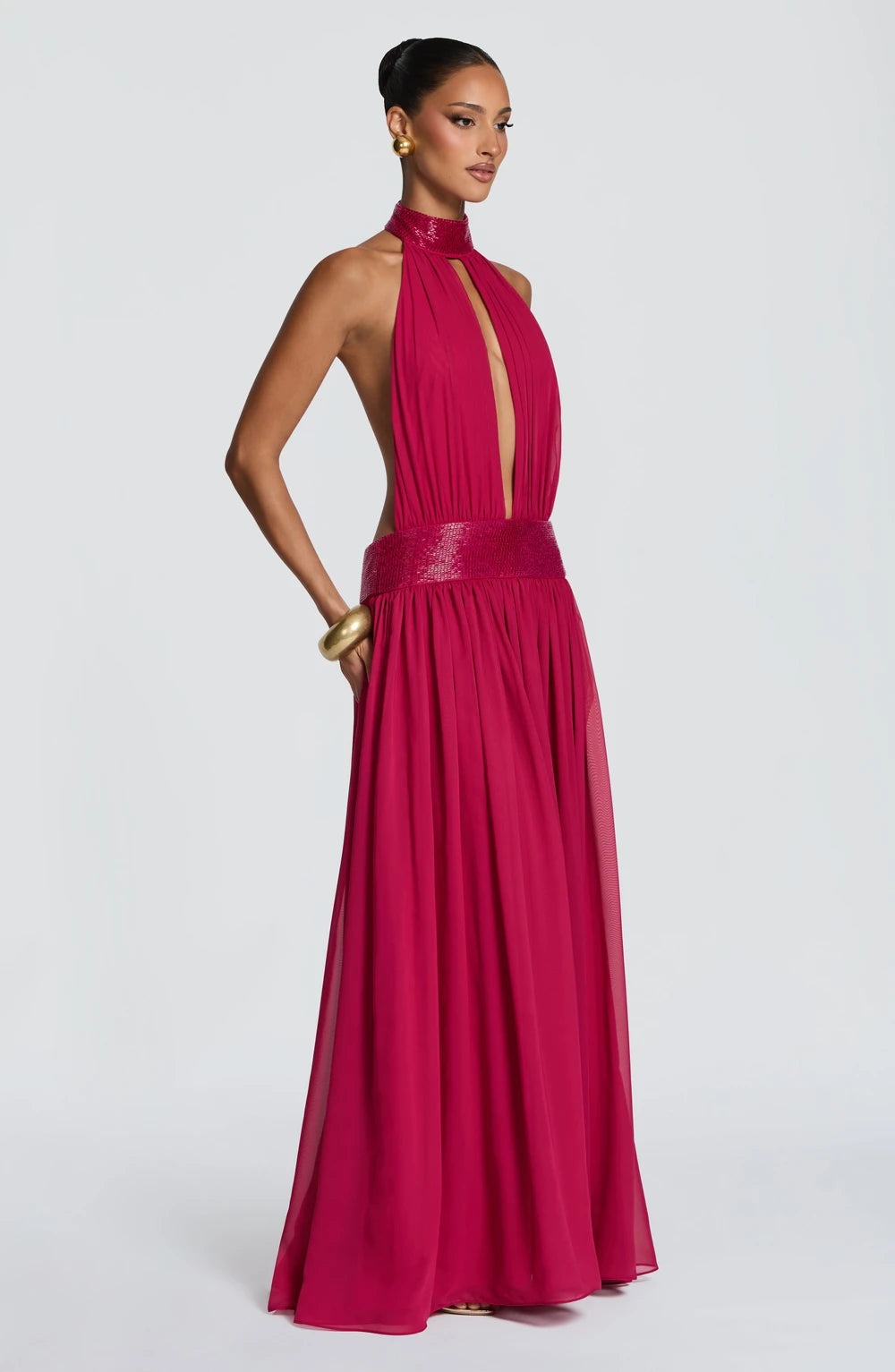 Embellished Halter Maxi Dress