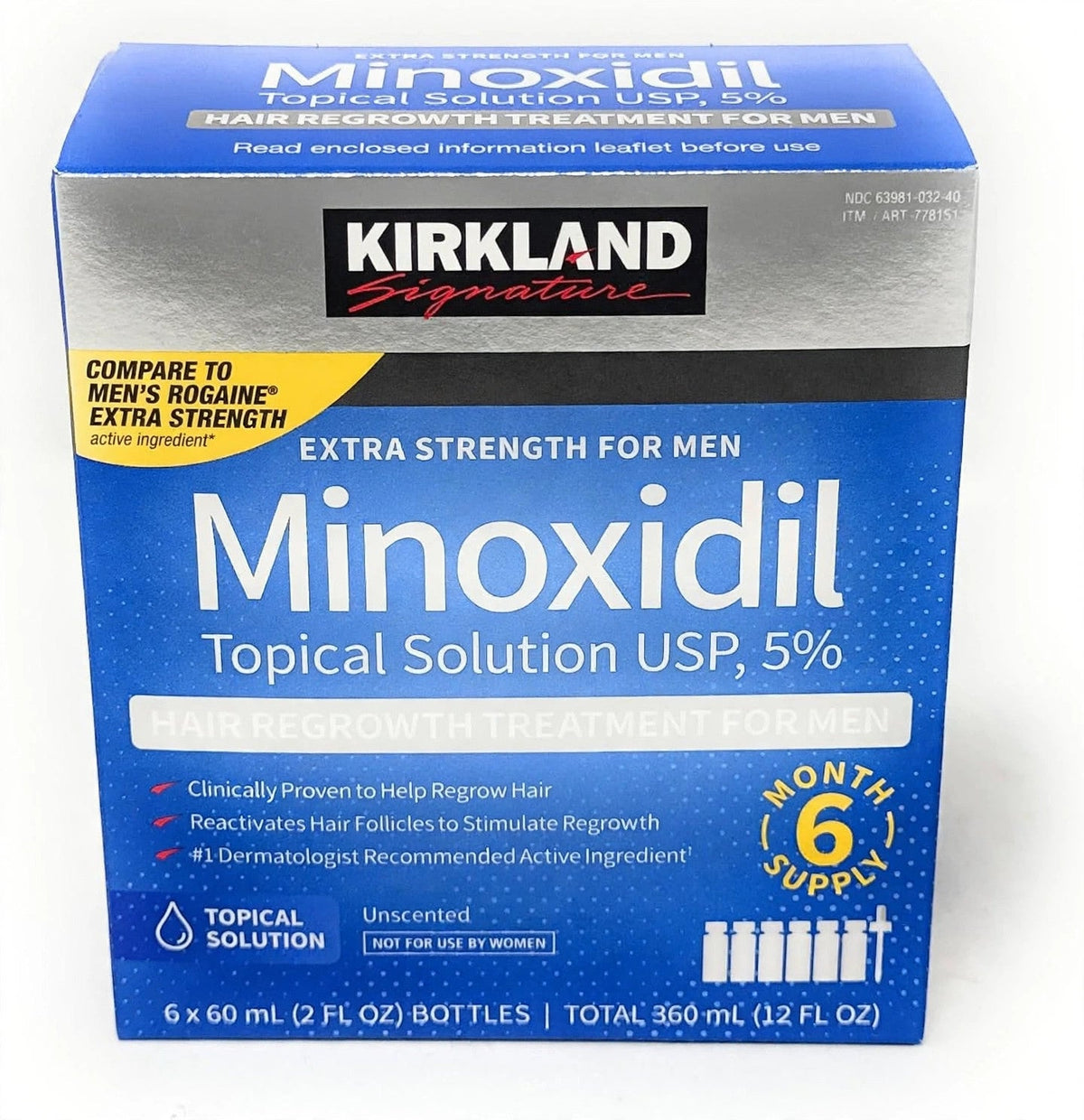 Kirkland Minoxidil 5% hair regrowth treatment box