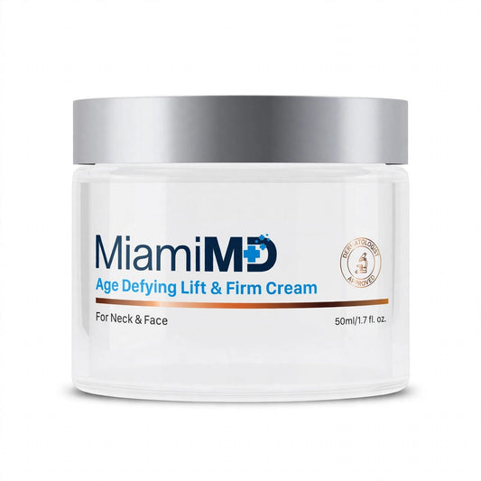MiamiMD Age Defying Lift and Firm Cream jar on white background