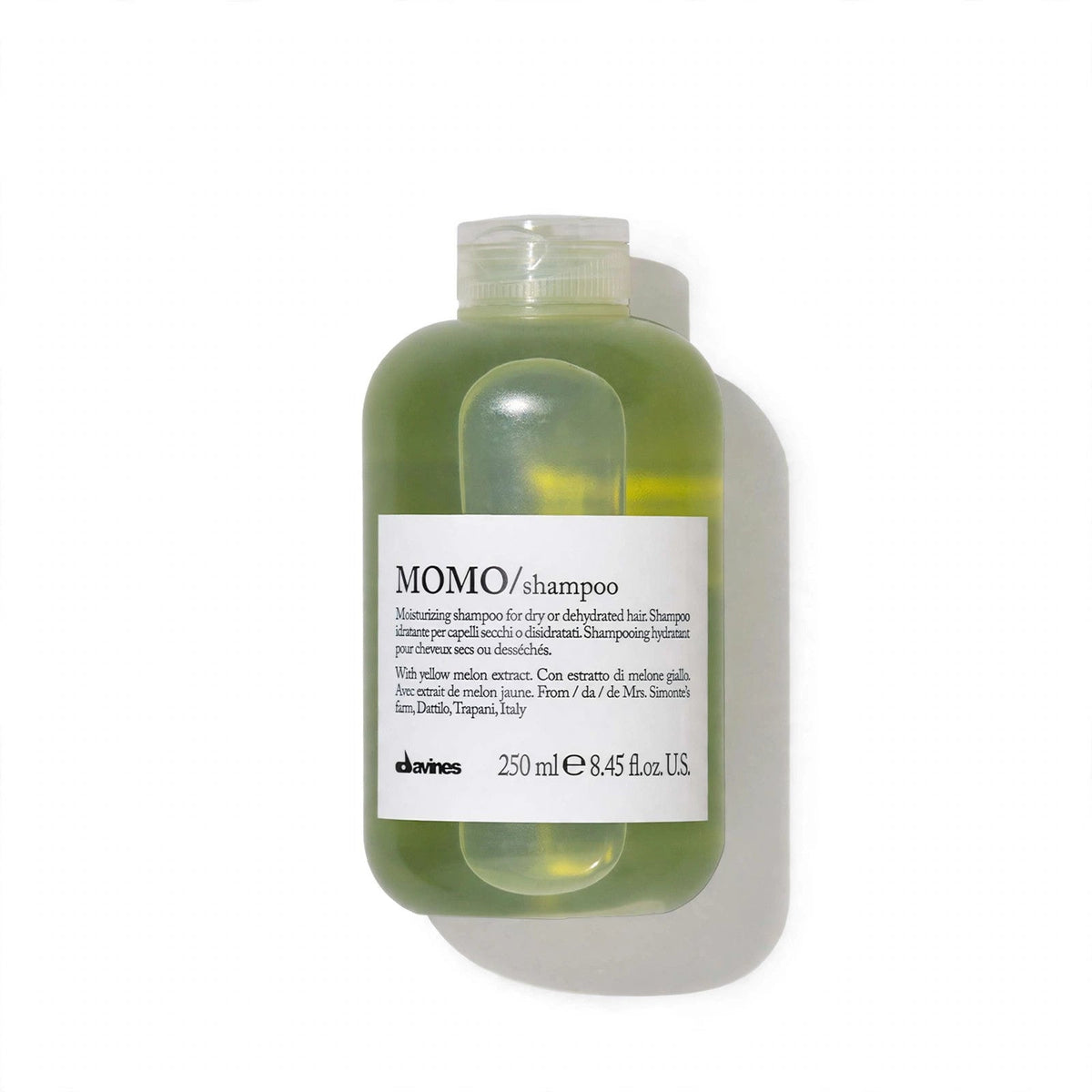 Davines MOMO moisturizing shampoo 250ml bottle on white background