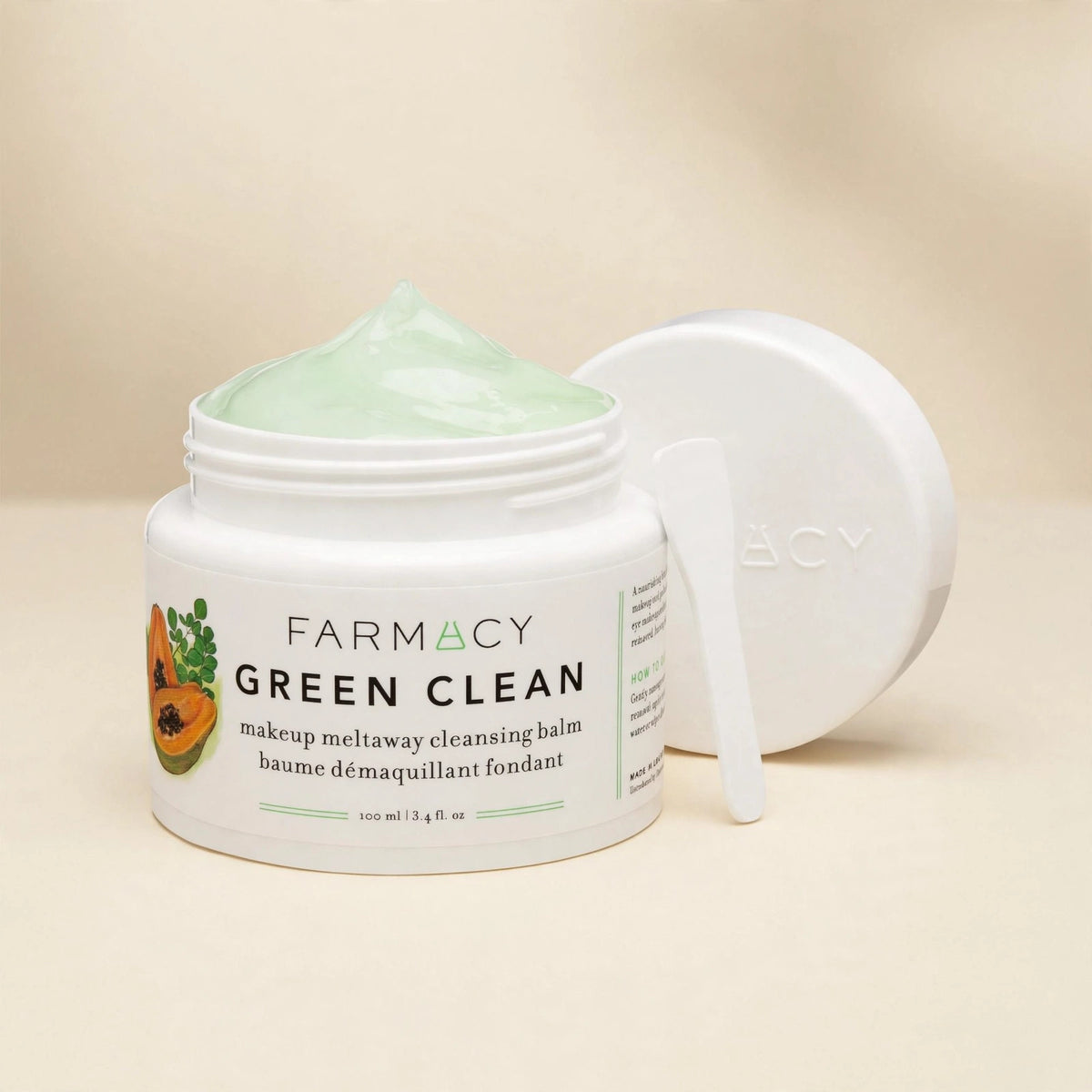 Farmacy Green Clean cleansing balm in cream studio setting