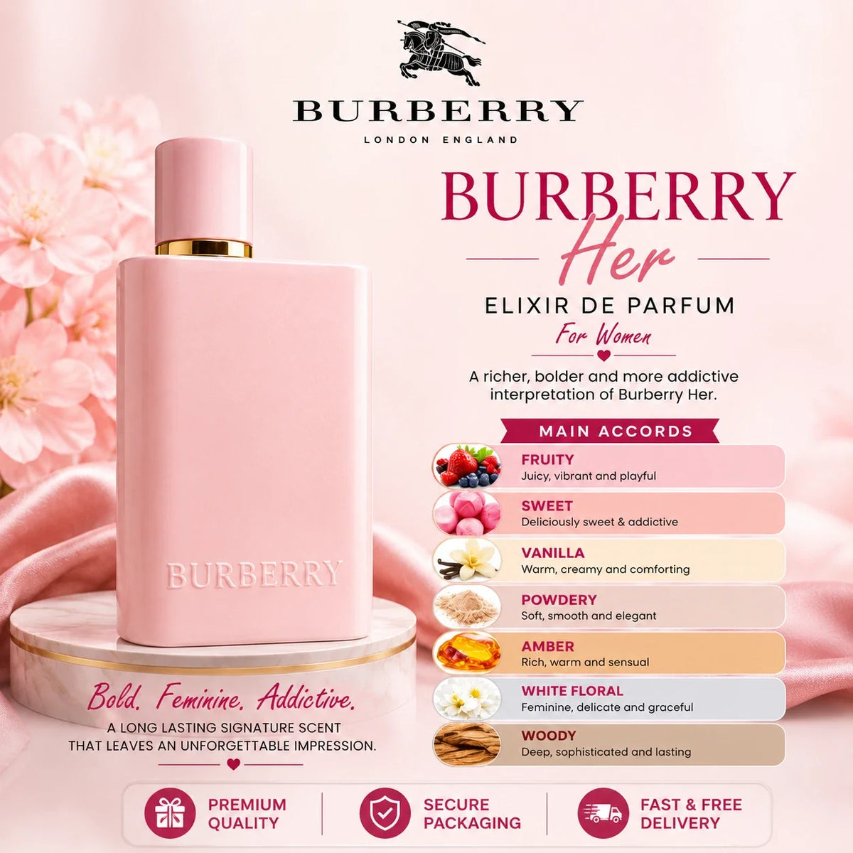 Burberry Her Elixir EDP for Women – 100ml / 3.3 oz – Sealed Box