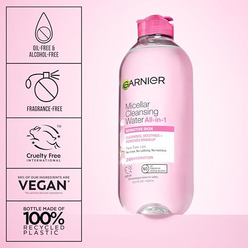 Garnier Micellar Cleansing Water – Facial Cleanser & Makeup Remover 3.4 fl oz
