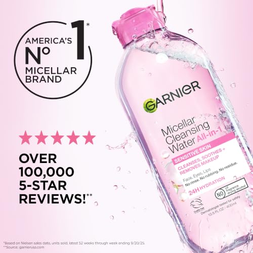 Garnier Micellar Cleansing Water – Facial Cleanser & Makeup Remover 3.4 fl oz