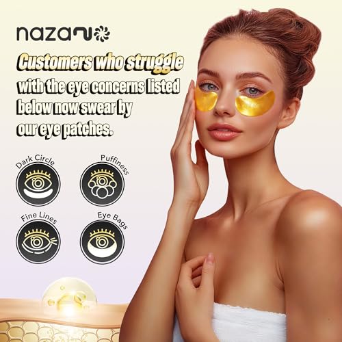 NAZANO 24K Gold Under Eye Patches – Hydrating Eye Masks 60 Pack