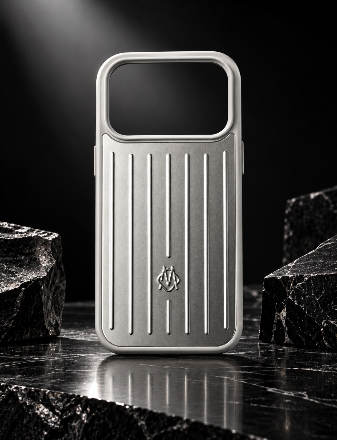 RIMOWA Case for iPhone 17 Pro – Silver Aluminum Luxury Phone Cover