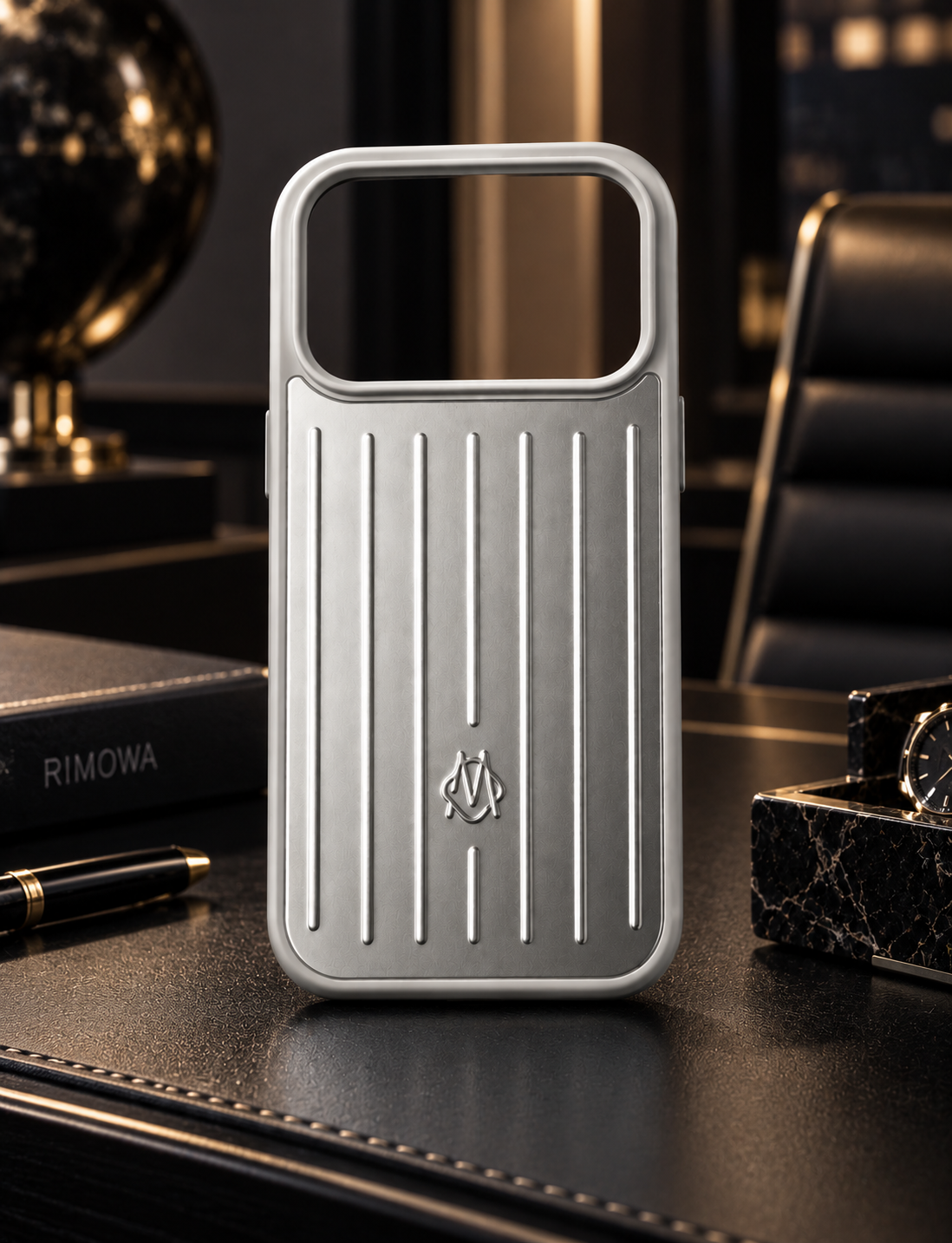 Luxury Silver Aluminum Case for iPhone 17 Pro – RIMOWA Style Phone Cover