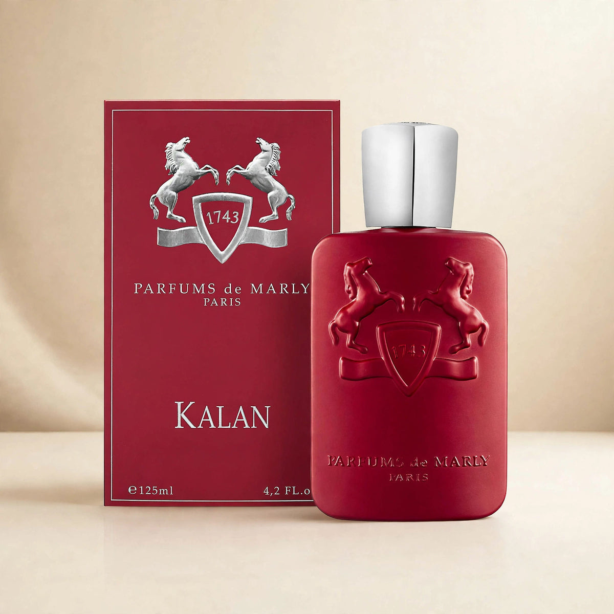 Parfums de Marly Kalan 125ml bottle and box in cream studio setting