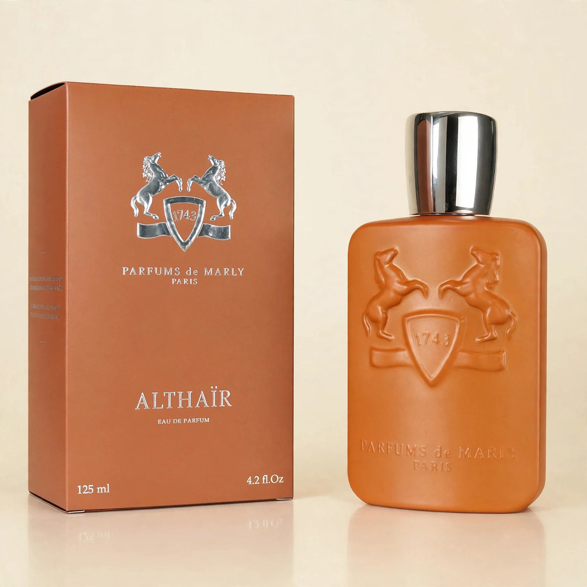 Parfums de Marly Althair 125ml bottle and box in cream studio setting