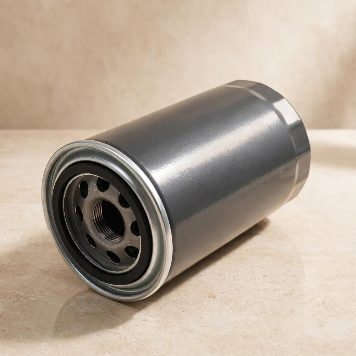Mopar Cummins diesel engine oil filter in a warm beige studio