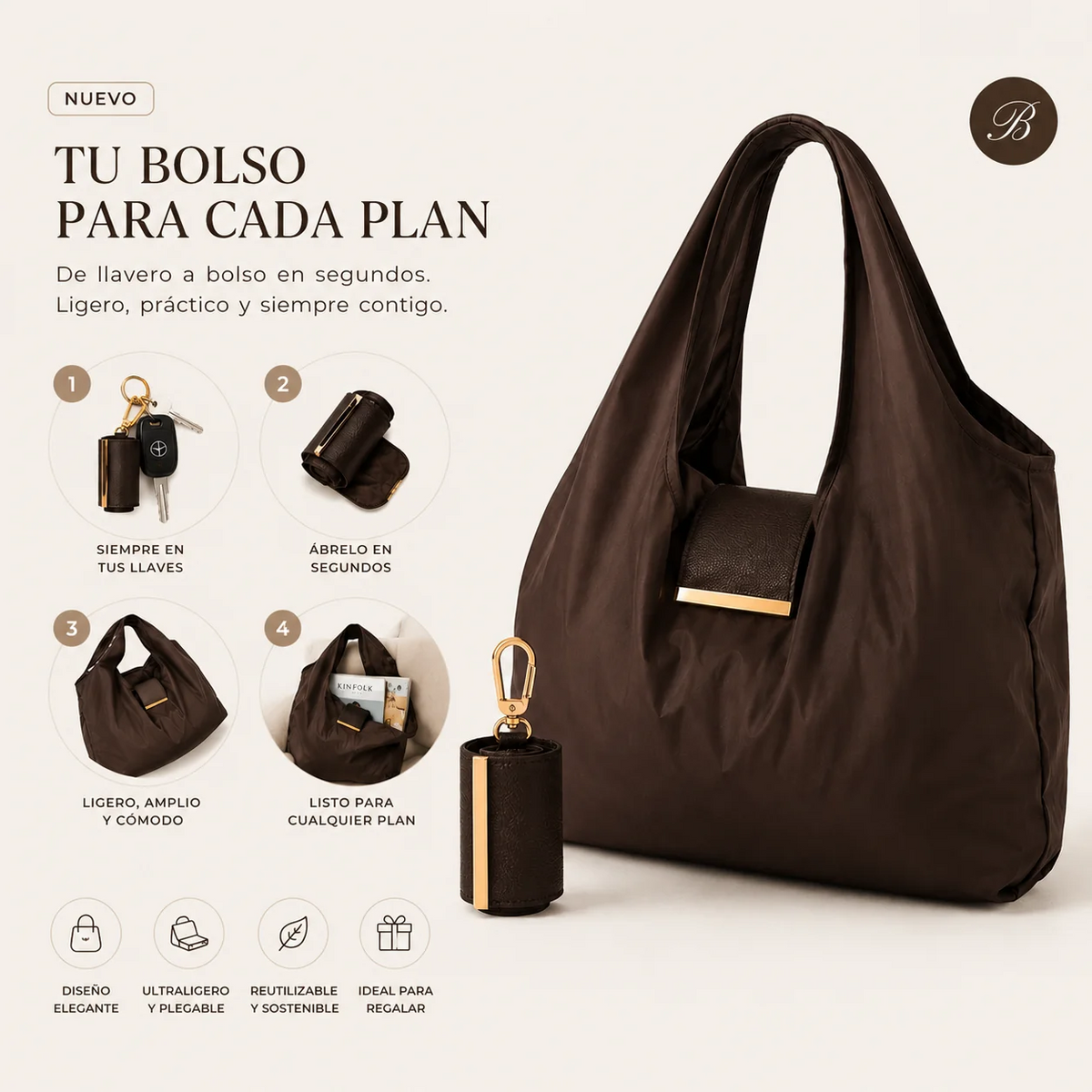 Foldable Keychain Tote Bag