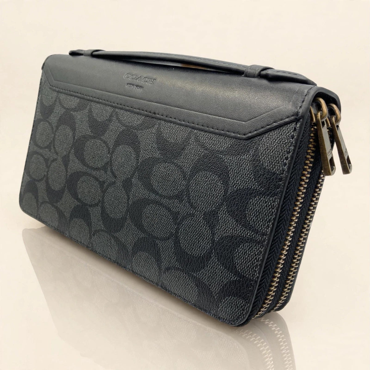 Coach men's travel organizer double zip in a cream studio