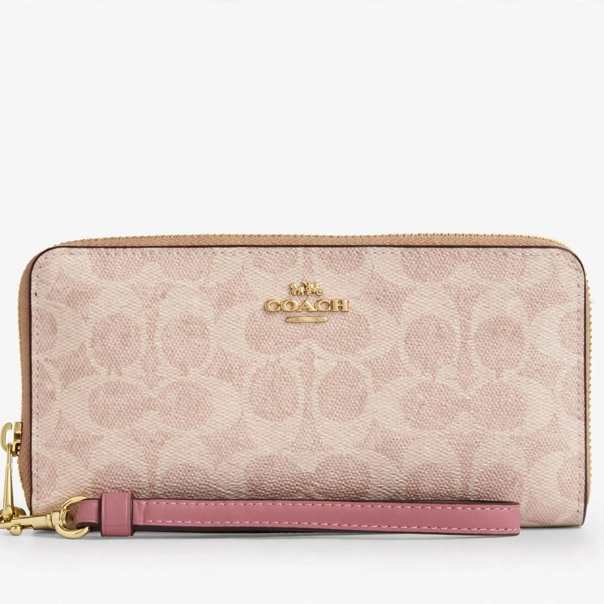Coach CW778 long zip-around wallet in signature canvas, detail view