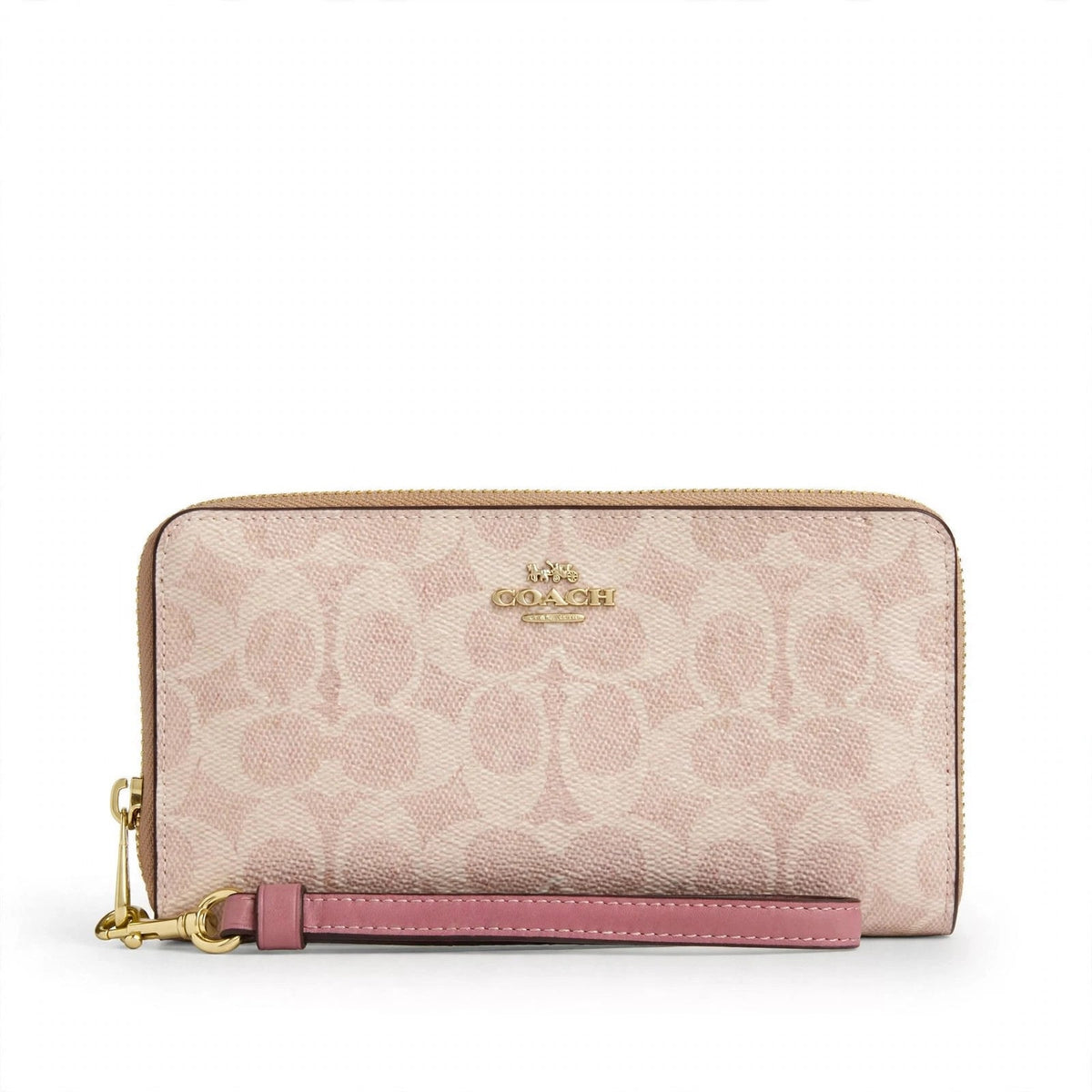 Coach CW778 long zip-around wallet in signature canvas on white background