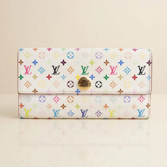 Louis Vuitton Portefeuille Sarah NM in monogram multicolore in a cream studio