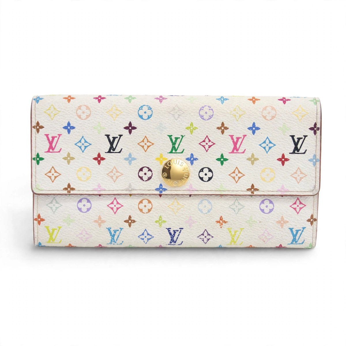 Louis Vuitton Portefeuille Sarah NM in monogram multicolore on white background