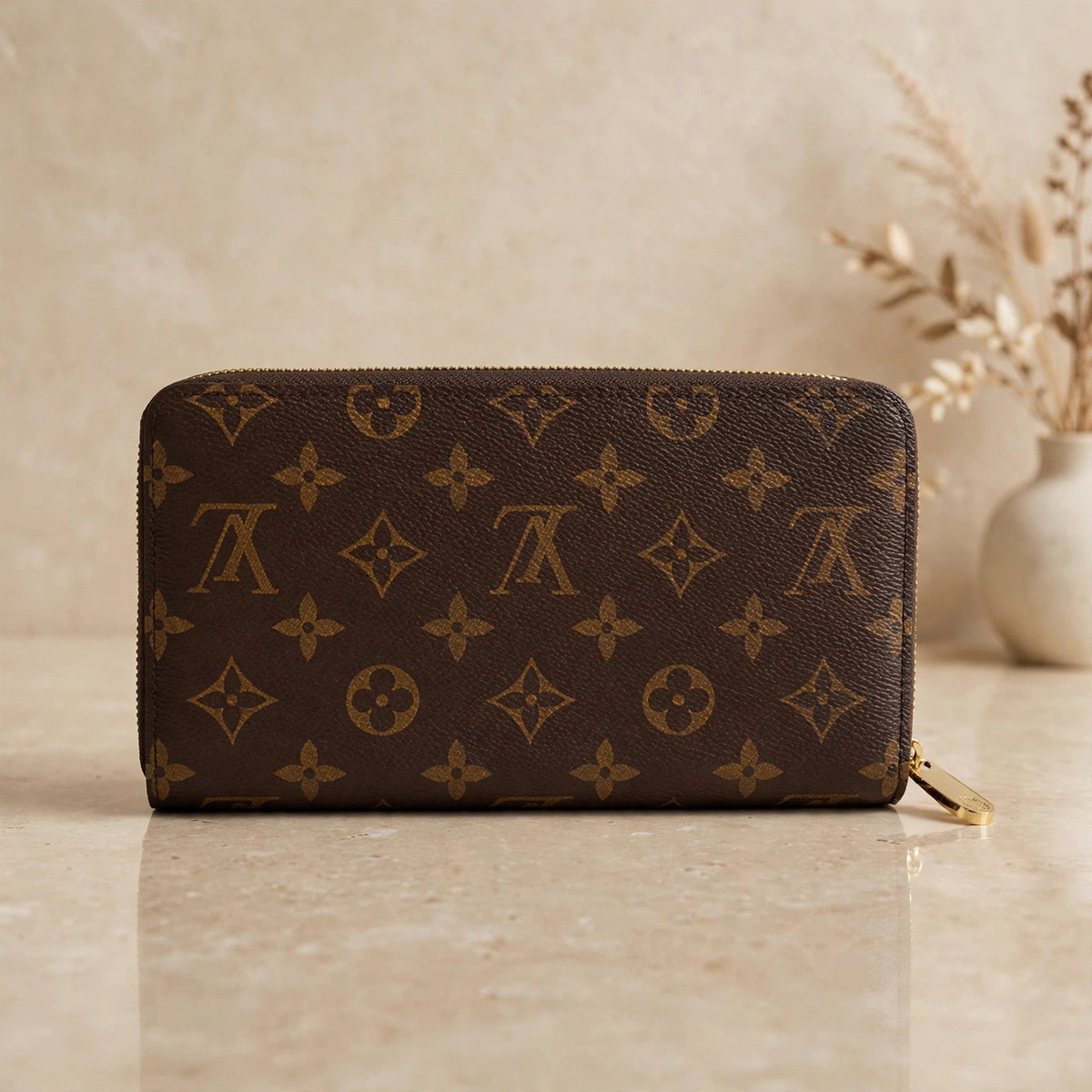 Louis Vuitton Zippy Organizer monogram long wallet in a warm beige studio