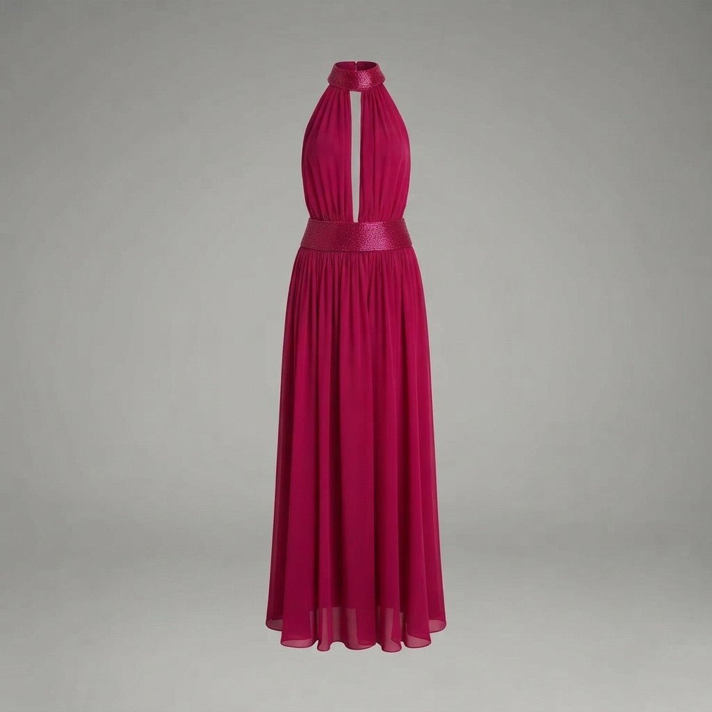 Embellished Halter Maxi Dress