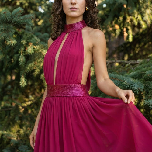 Embellished Halter Maxi Dress