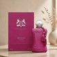 Parfums de Marly Oriana perfume in a warm beige studio