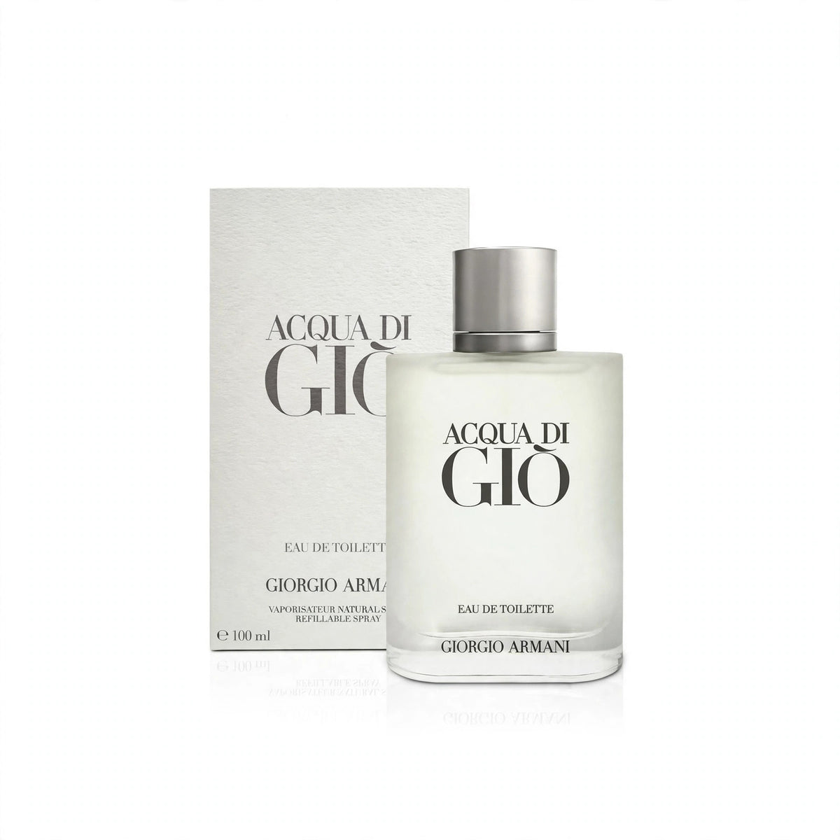 Acqua di Gio Eau de Toilette 100ml bottle and box on white background