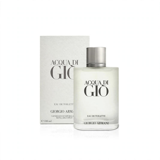 Acqua di Gio Eau de Toilette 100ml bottle and box on white background