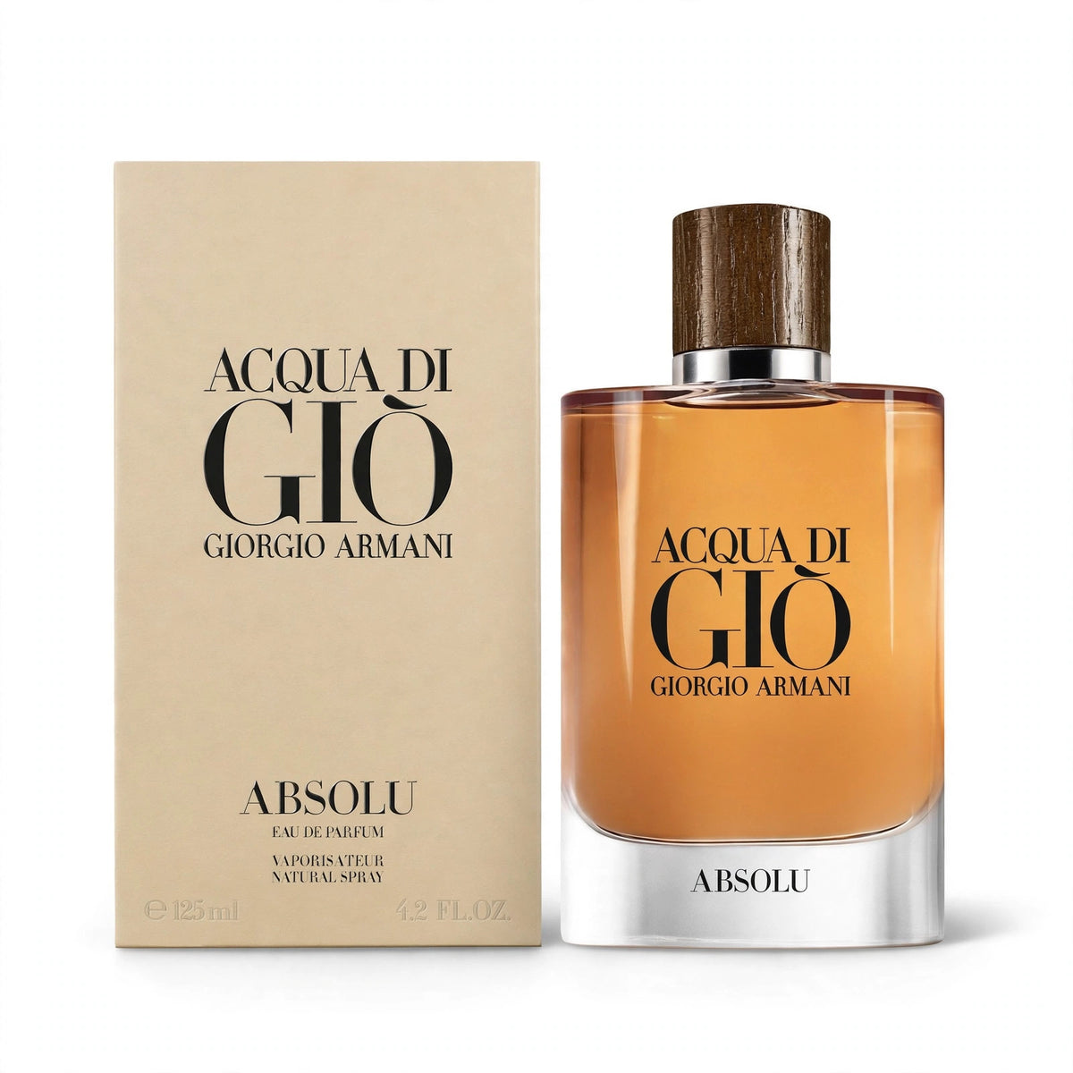 Acqua di Gio Absolu Eau de Parfum 125ml bottle and box on white background