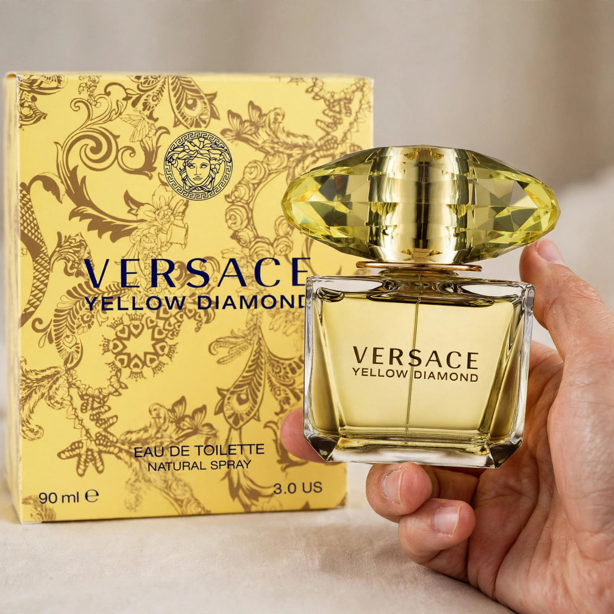 Versace Yellow Diamond EDT 90ml — Held in hand