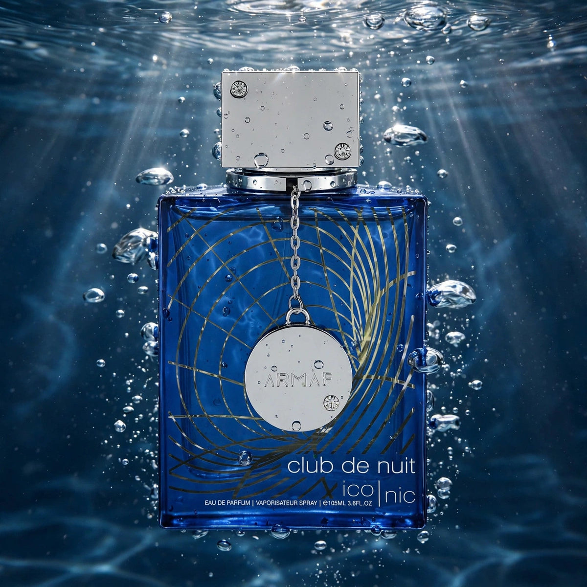 Armaf Club de Nuit Blue Iconic Eau de Parfum 100ml / 3.4oz for Men - water studio shot