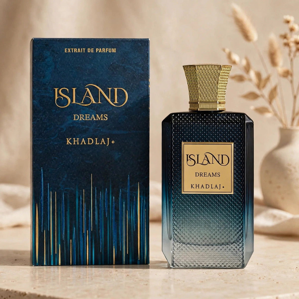 Khadlaj Island Dreams Extrait de Parfum 100ml / 3.4oz for Unisex - warm studio shot