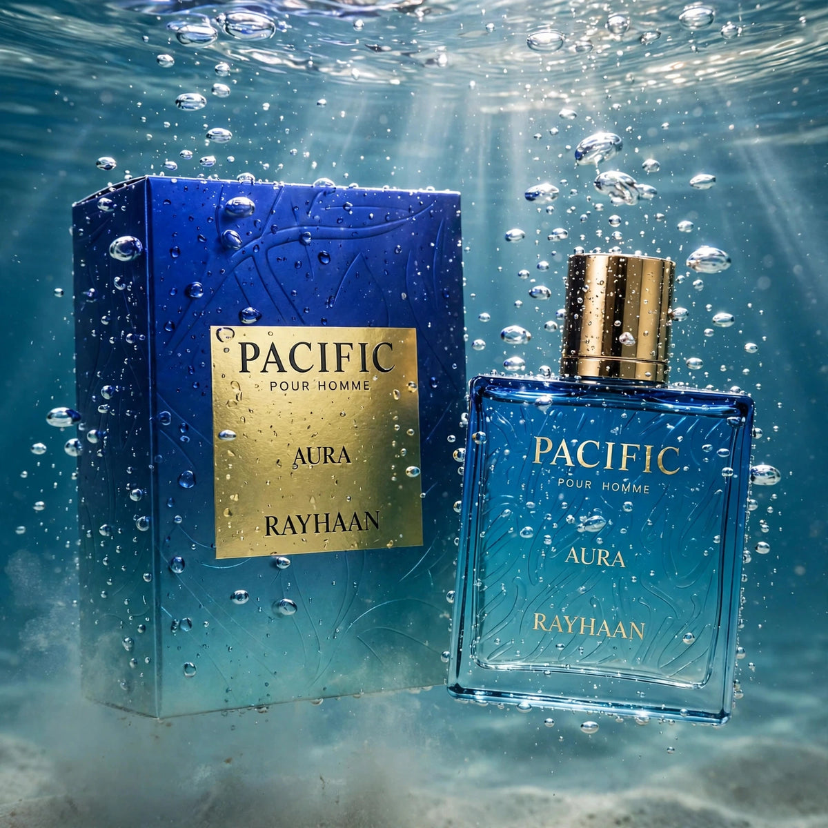 Rayhaan Pacific Aura Eau de Parfum 100ml / 3.4oz for Men — water shot
