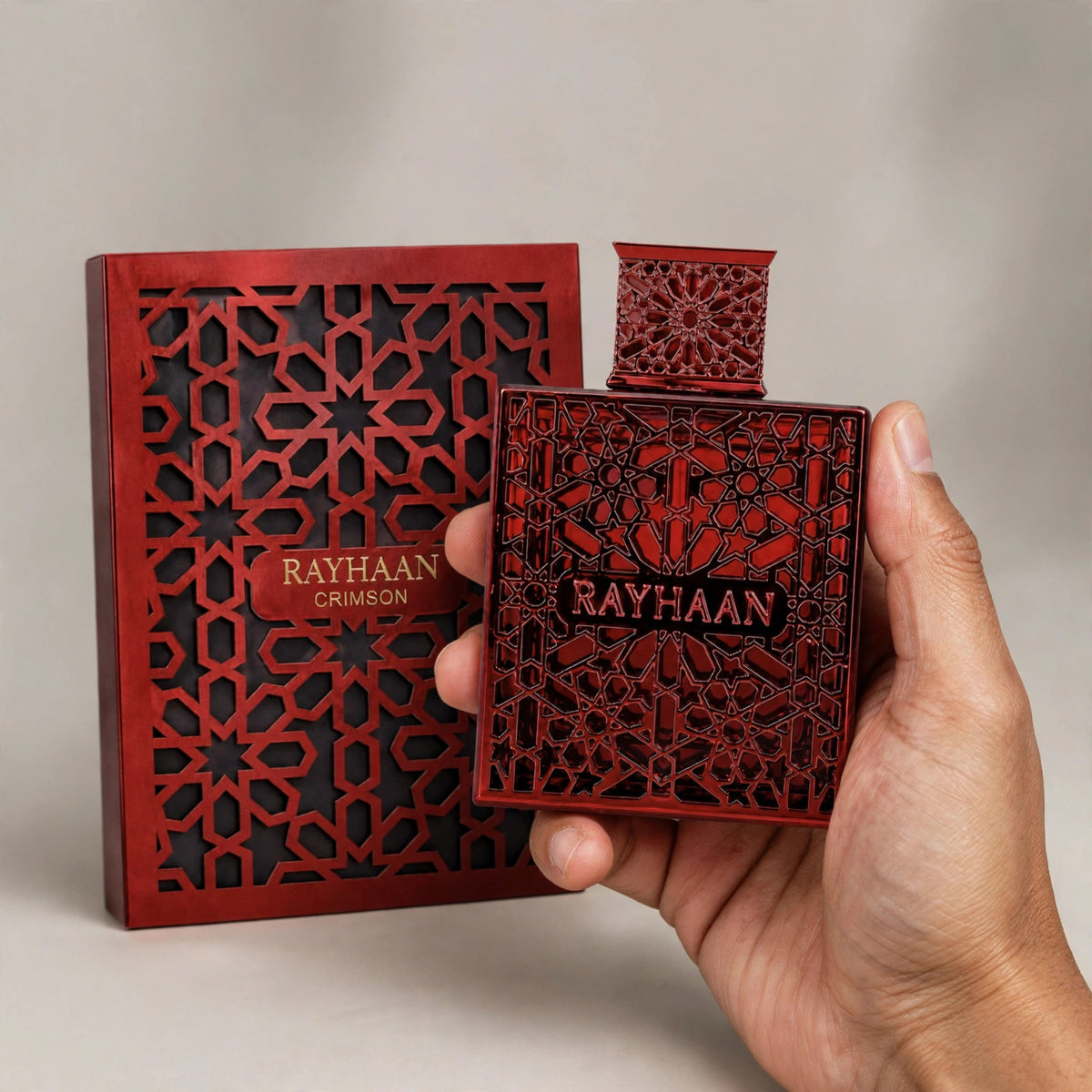 Rayhaan Crimson Eau de Parfum 100ml / 3.4oz for Unisex — hand shot