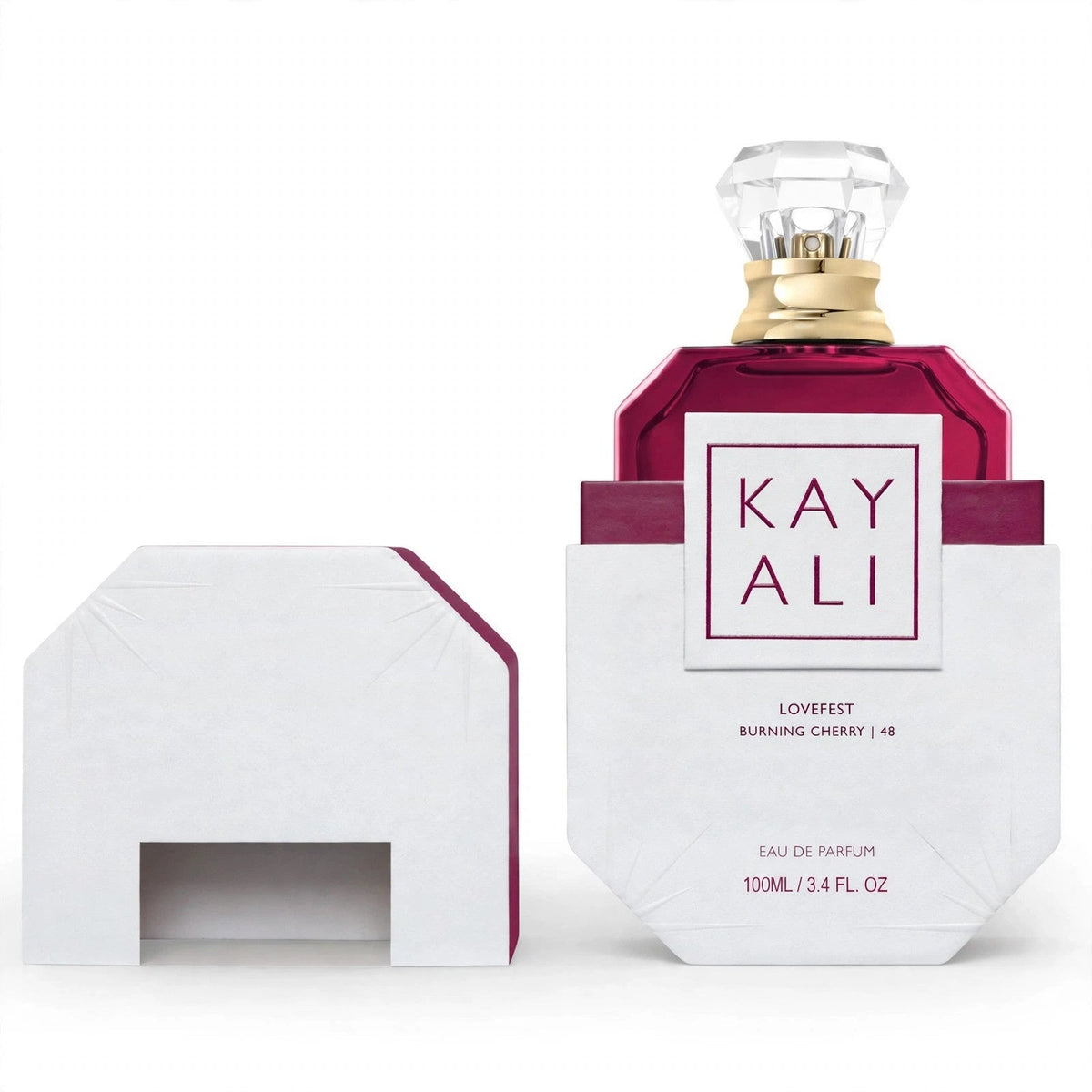 Kayali Lovefest Burning Cherry 48 Eau de Parfum 100ml / 3.4oz for Women — white view