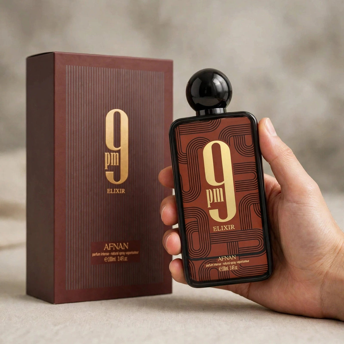 Afnan 9PM Elixir Extrait de Parfum 100ml / 3.4oz for Unisex — hand view