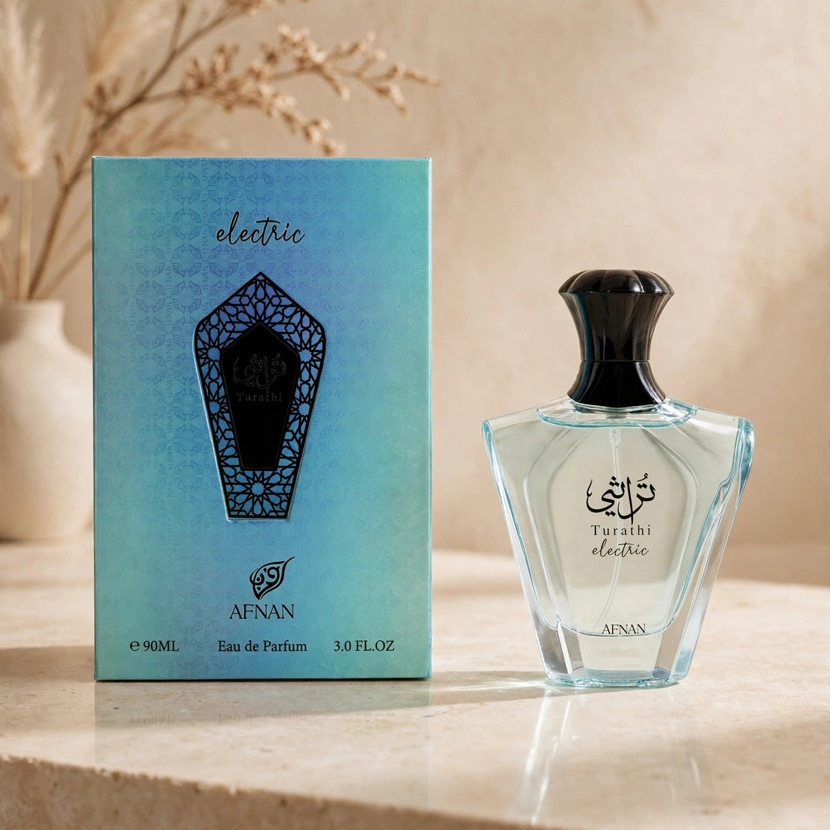 Afnan Turathi Electric Eau de Parfum 90ml / 3.0oz — Warm beige studio set
