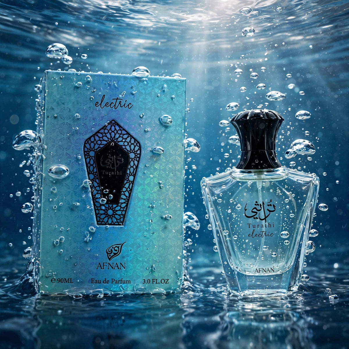 Afnan Turathi Electric Eau de Parfum 90ml / 3.0oz — Submerged in water