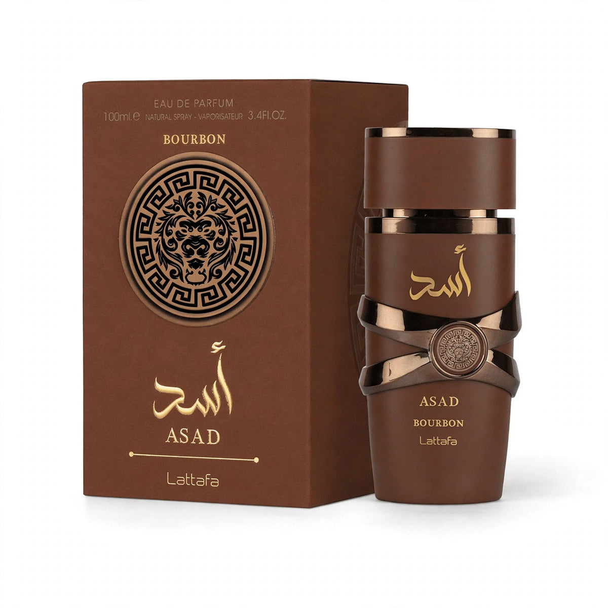 Lattafa Asad Bourbon Eau de Parfum bottle and box