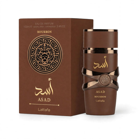 Lattafa Asad Bourbon Eau de Parfum bottle and box