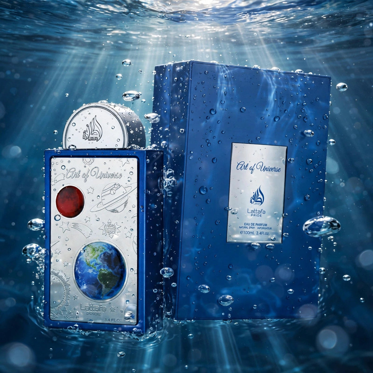Lattafa Art of Universe Pride Eau de Parfum 100ml / 3.4oz for Unisex — Submerged in water