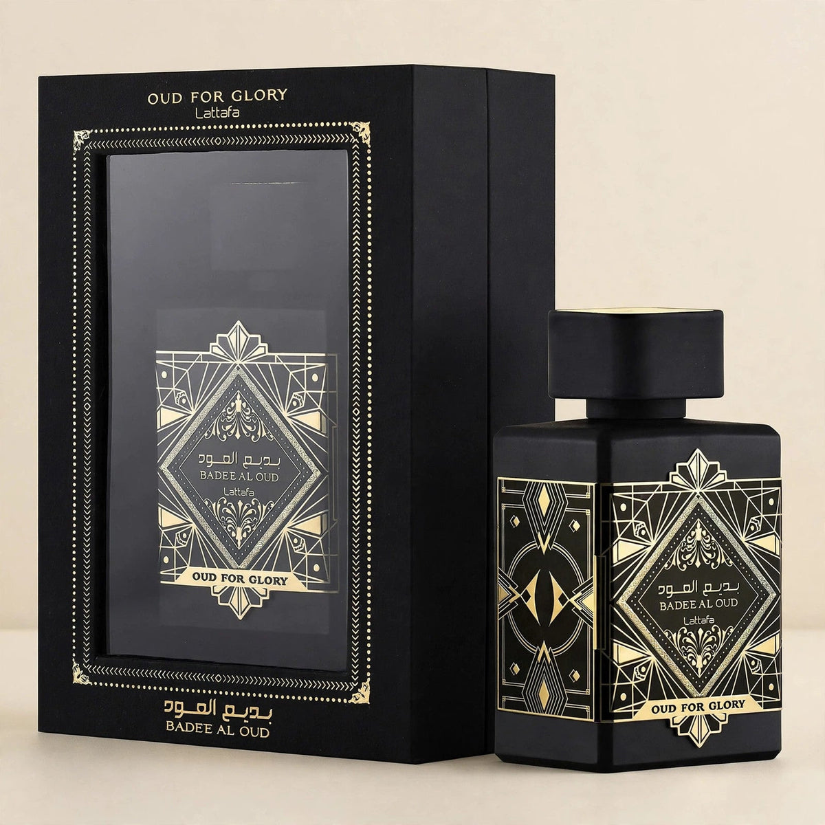Lattafa Bade'e Al Oud for Glory Eau de Parfum 100ml / 3.4oz for Unisex — Cream studio set