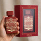 Lattafa Bade'e Al Oud Sublime Eau de Parfum bottle in hand setting
