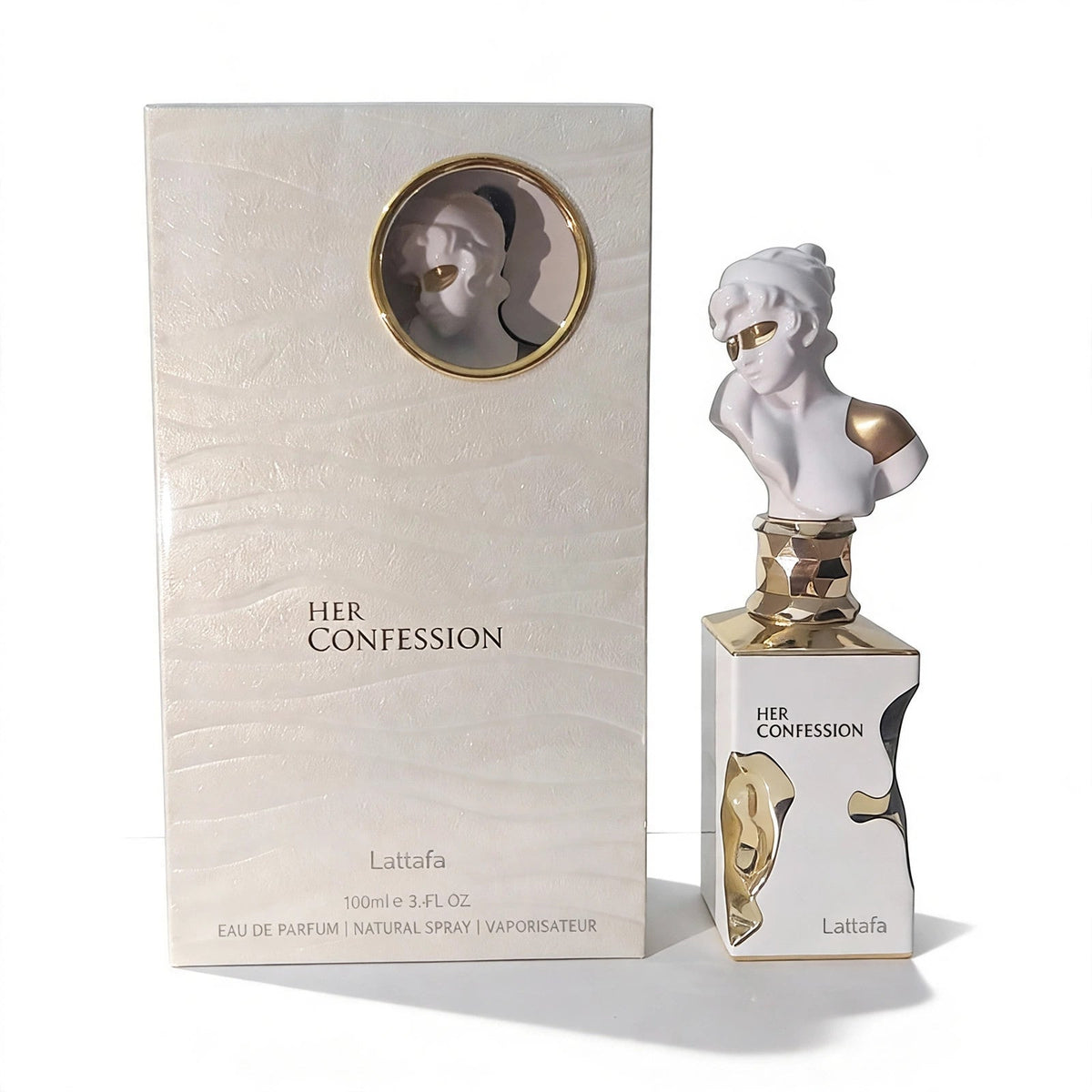 Lattafa Her Confession Eau de Parfum bottle and box