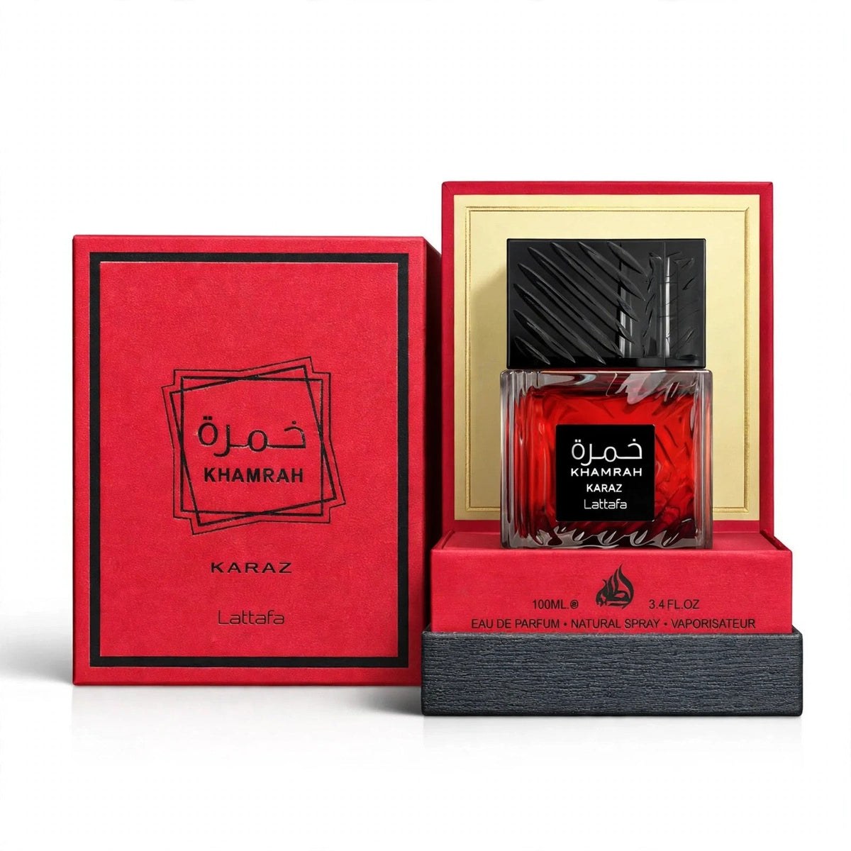 Lattafa Khamrah Karaz Eau de Parfum bottle and box
